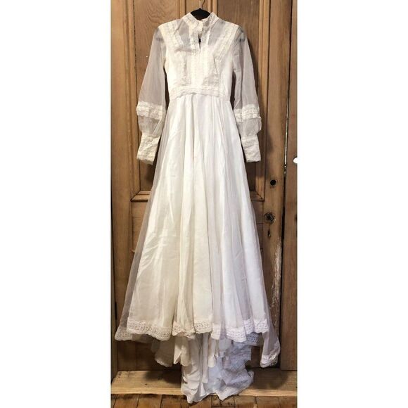 Vintage Edwardian Wedding Dress Underskirt Veil Bridal Set - Picture 1 of 14
